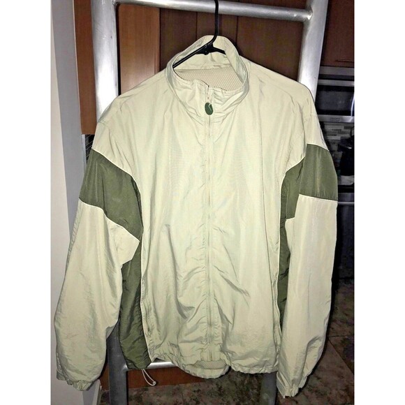 Old Navy 90s Vintage Nylon Windbreaker Jacket Beige Green Large - Picture 2 of 8